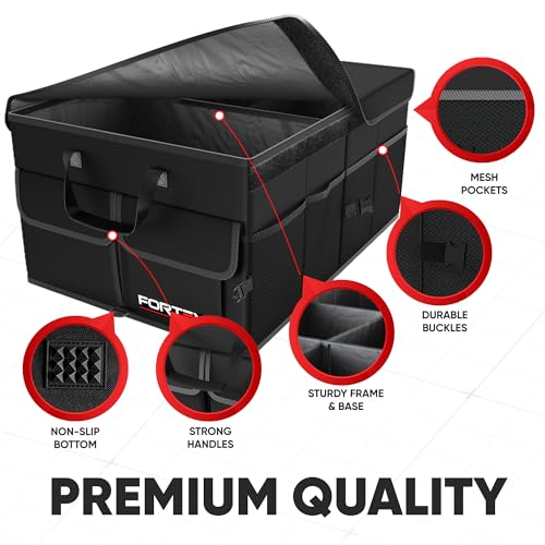 FORTEM Collapsible Car Trunk Organizer with Adjustable Straps