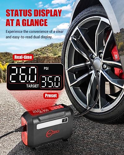 ROCGORLD R8 Portable Tire Inflator | Dual Digital Screen