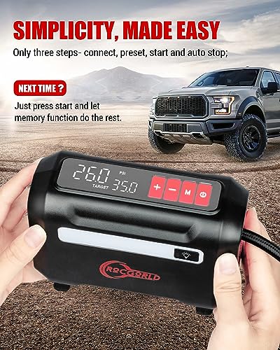 ROCGORLD R8 Portable Tire Inflator | Dual Digital Screen