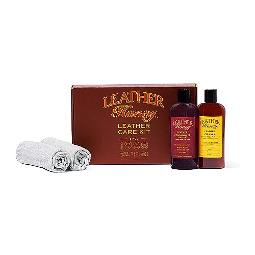 Leather Honey Care Kit: Conditioner, Cleaner, Applicators (8oz)