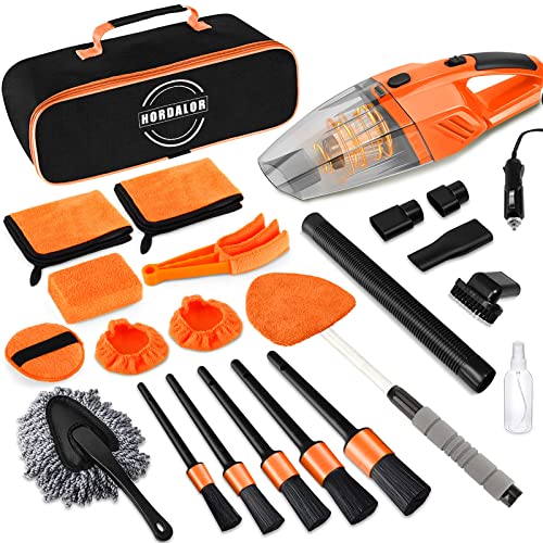 17Pcs Car Cleaning Kit: High Power Vacuum, Detailing Brush, Microfiber