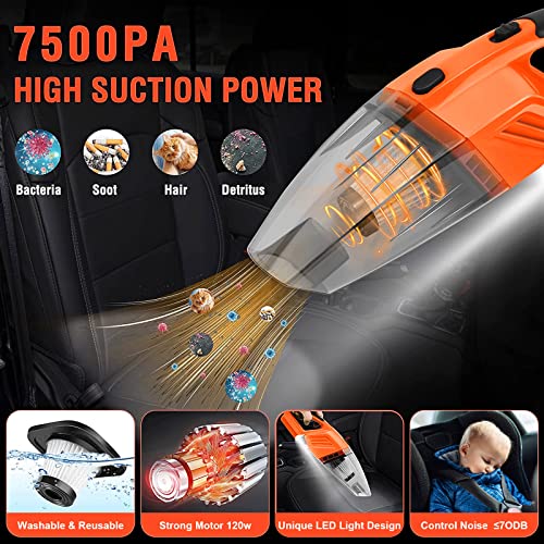 17Pcs Car Cleaning Kit: High Power Vacuum, Detailing Brush, Microfiber