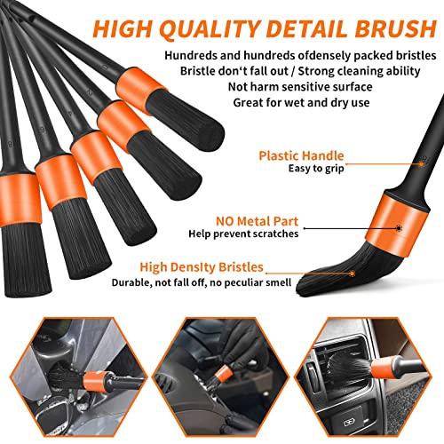 17Pcs Car Cleaning Kit: High Power Vacuum, Detailing Brush, Microfiber