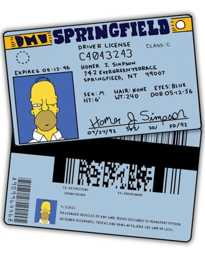 Homer Simpson Driver License ID Card | Funny Novelty
