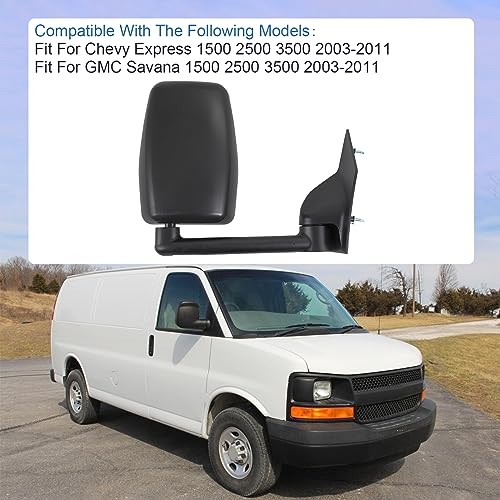 JDMSPEED Manual Adjustment Passenger Side View Mirror for Chevy Express/GMC Savana
