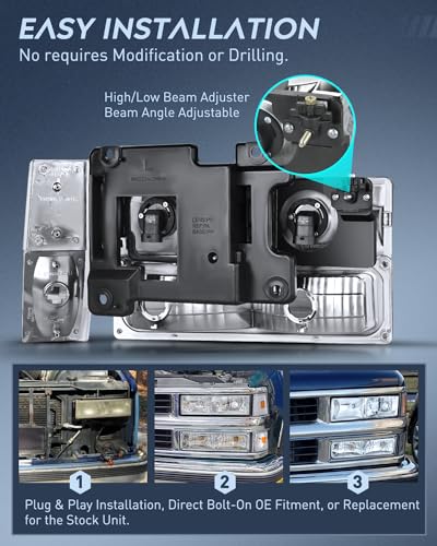 Nilight Headlight Assembly for 1988-1993 Chevrolet, GMC Trucks