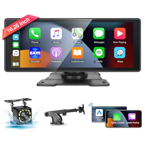 Podofo 10.26'' Carplay Screen with Rear Backup Camera