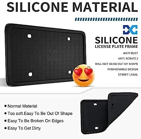 Black Silicone License Plate Frame Covers - Front/Back