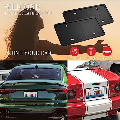 Black Silicone License Plate Frame Covers - Front/Back