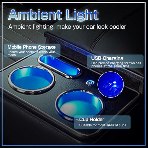 Donpida Armrest Storage Box with Cup & Phone Holder