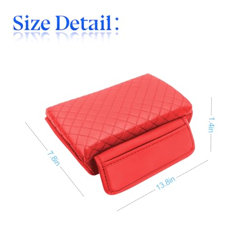 Red Carbon Fiber Car Armrest Cushion Organizer Pad