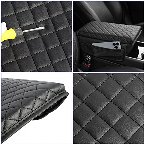 Red Carbon Fiber Car Armrest Cushion Organizer Pad