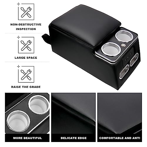 Black Universal Truck Seat Organizer with LED, USB, Cup Holders