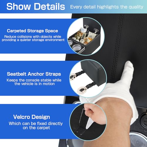 Donpida Armrest Storage Box with Cup & Phone Holder