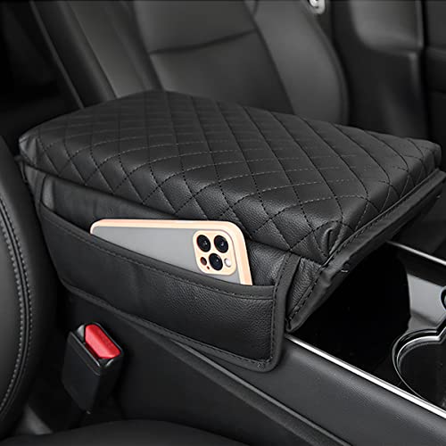 Red Carbon Fiber Car Armrest Cushion Organizer Pad