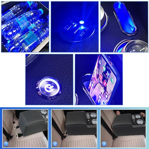 Donpida Armrest Storage Box with Cup & Phone Holder