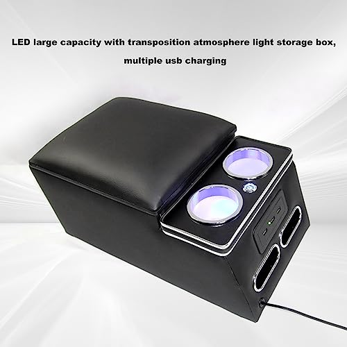 Black Universal Truck Seat Organizer with LED, USB, Cup Holders