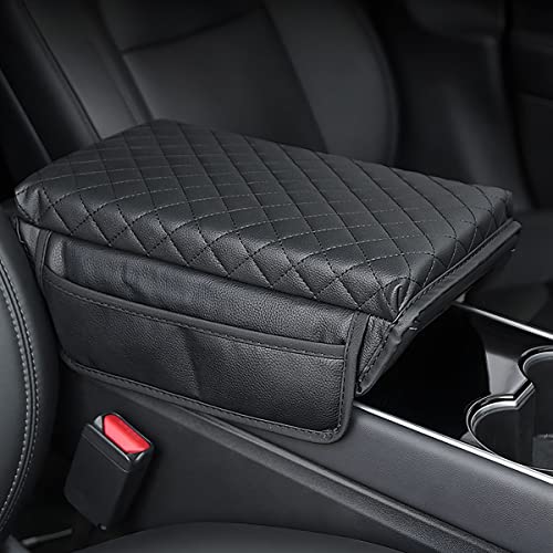 Red Carbon Fiber Car Armrest Cushion Organizer Pad