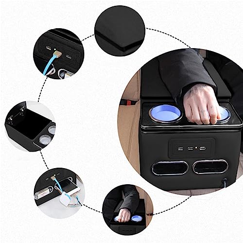 Black Universal Truck Seat Organizer with LED, USB, Cup Holders