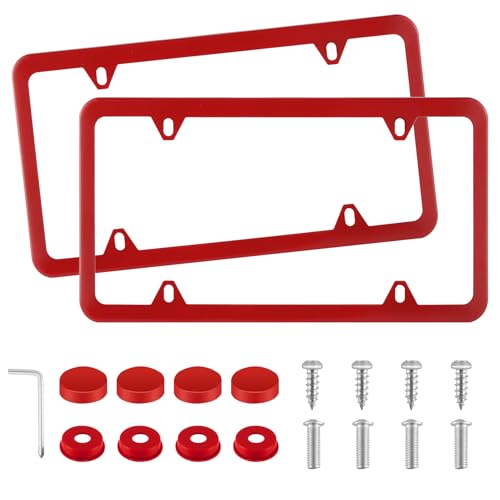 Rust-Proof License Plate Frame (2 Pack, Red)