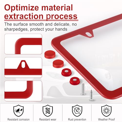 Rust-Proof License Plate Frame (2 Pack, Red)