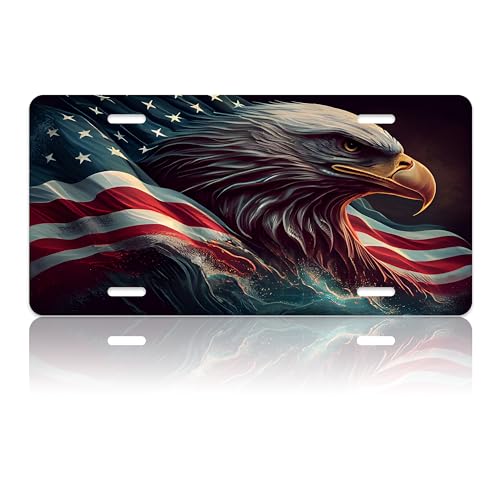 American Flag Eagle License Plate Cover - Personalized