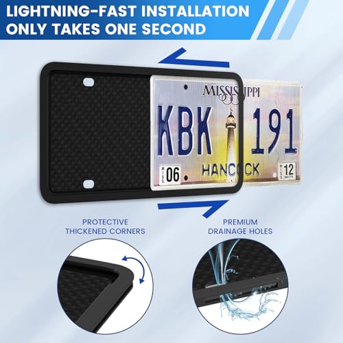 Universal Black License Plate Frames, 2 Pack Car Accessories