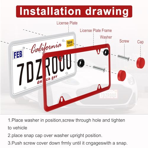 Rust-Proof License Plate Frame (2 Pack, Red)