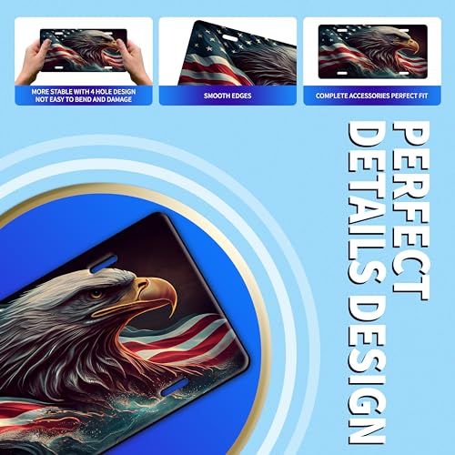 American Flag Eagle License Plate Cover - Personalized
