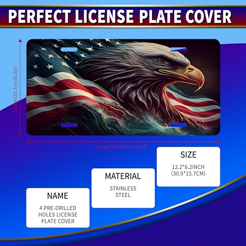 American Flag Eagle License Plate Cover - Personalized
