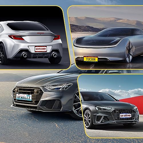 2 Pack Black Silicone License Plate Frames, Side-Opening