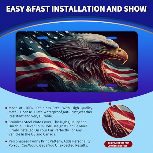American Flag Eagle License Plate Cover - Personalized