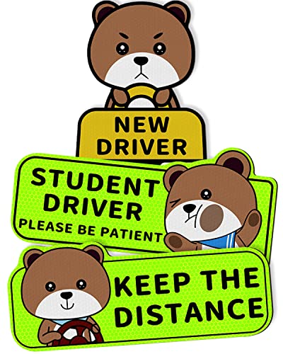 Cute Bear Reflective Student Driver Car Magnet