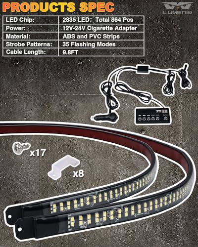 LUMENIX 70" Emergency Strobe Lights for Trucks & Pickups