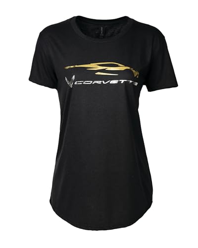 Black C8 Corvette Ladies Racing Gesture T-Shirt - Medium