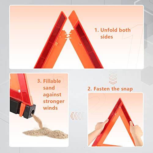 WORKKOOL Safety Triangles DOT Approved (3 Pack)