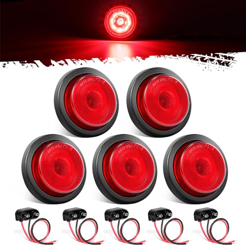 Partsam 5Pcs 2.5" Round Red LED Side Marker