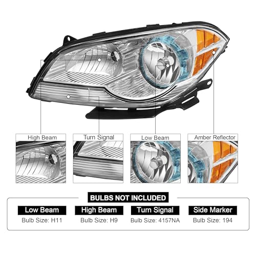 08-12 Chevy Malibu Headlights Assembly (Chrome Housing)