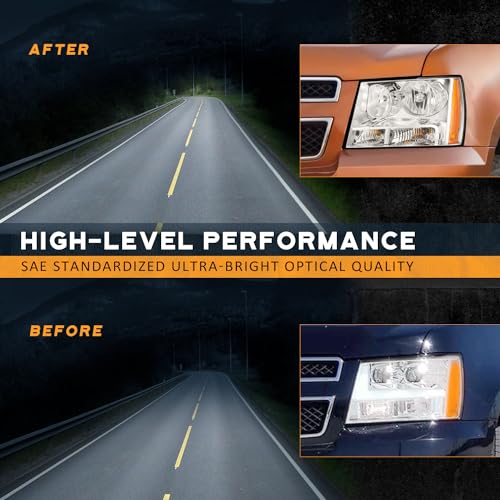 Chrome Headlights Assembly Pair for Chevy Avalanche/Suburban/Tahoe/GMC Yukon