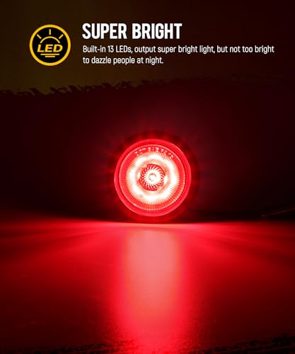 Partsam 5Pcs 2.5" Round Red LED Side Marker