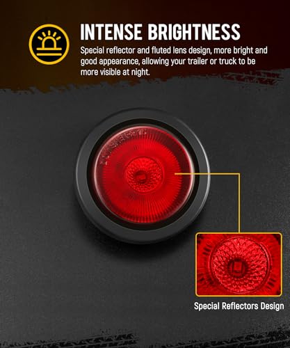 Partsam 5Pcs 2.5" Round Red LED Side Marker