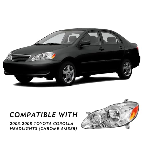 Toyota Corolla 2003-2008 Headlight Assembly Set, Chrome Housing