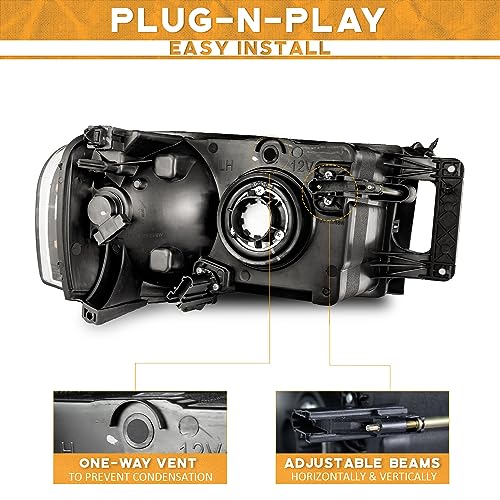 Halogen Headlights for Dodge Ram 1500/2500/3500 Pickup