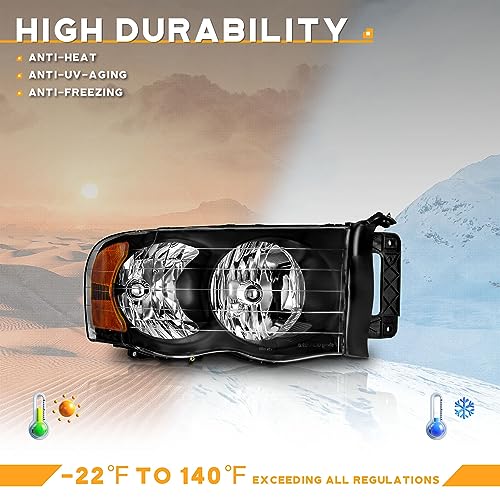 Halogen Headlights for Dodge Ram 1500/2500/3500 Pickup
