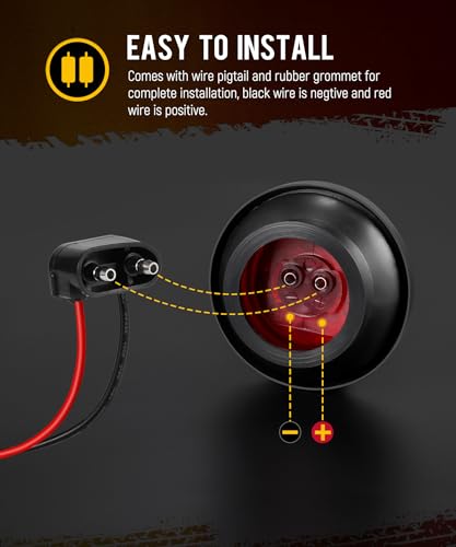 Partsam 5Pcs 2.5" Round Red LED Side Marker