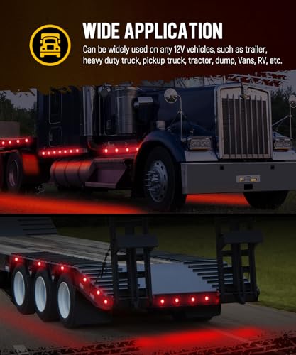 Partsam 5Pcs 2.5" Round Red LED Side Marker