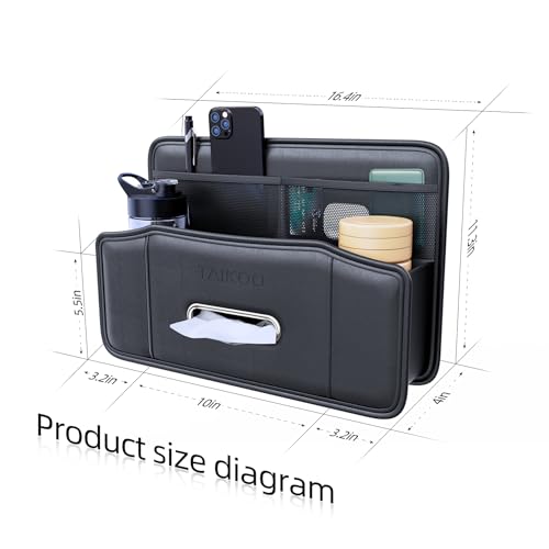 Car Seat Back Organizer with Tissue Holder (Black)