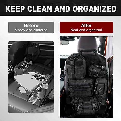 Universal Tactical Seat Back Organizer with 5 Detachable Pouches