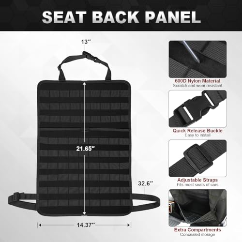Universal Tactical Seat Back Organizer with 5 Detachable Pouches