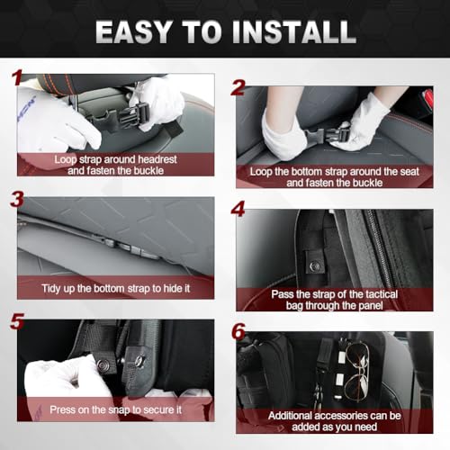 Universal Tactical Seat Back Organizer with 5 Detachable Pouches